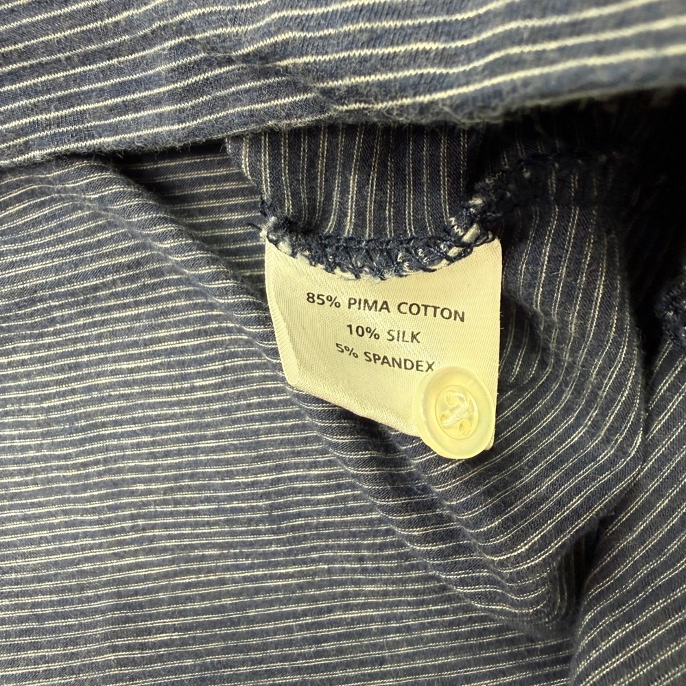 Peter Millar Mens XXL Navy Blue White Micro Stripe Pima Cotton Silk Polo Shirt - Picture 6 of 8